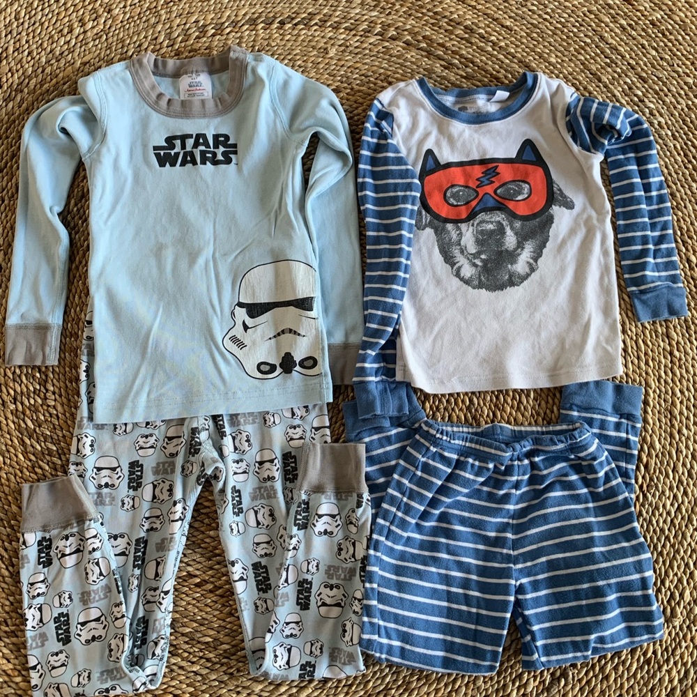 3 Pairs Kids PJ’s - One Star Wars & 2 pajama short